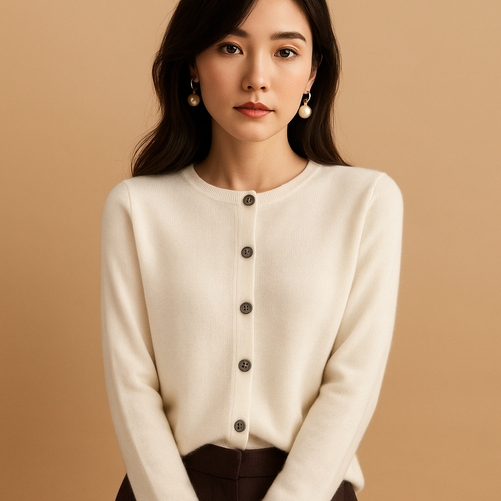 Ilse Women's Long Sleeve V-Neck Cardigan with Buttons