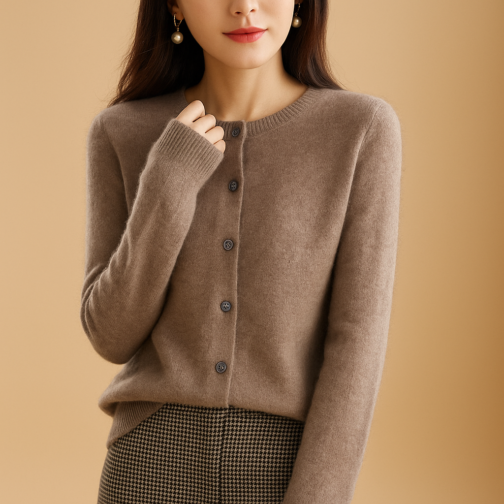 Ilse Women's Long Sleeve V-Neck Cardigan with Buttons