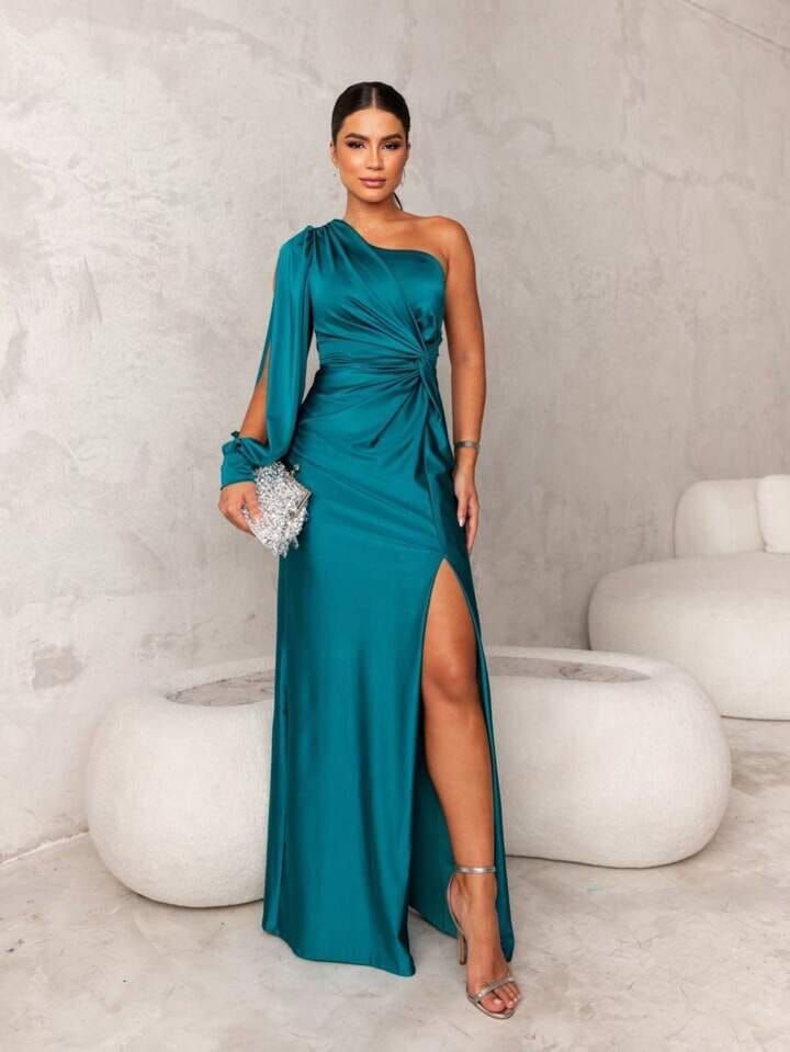 Vivellio | Silk Slit Dress