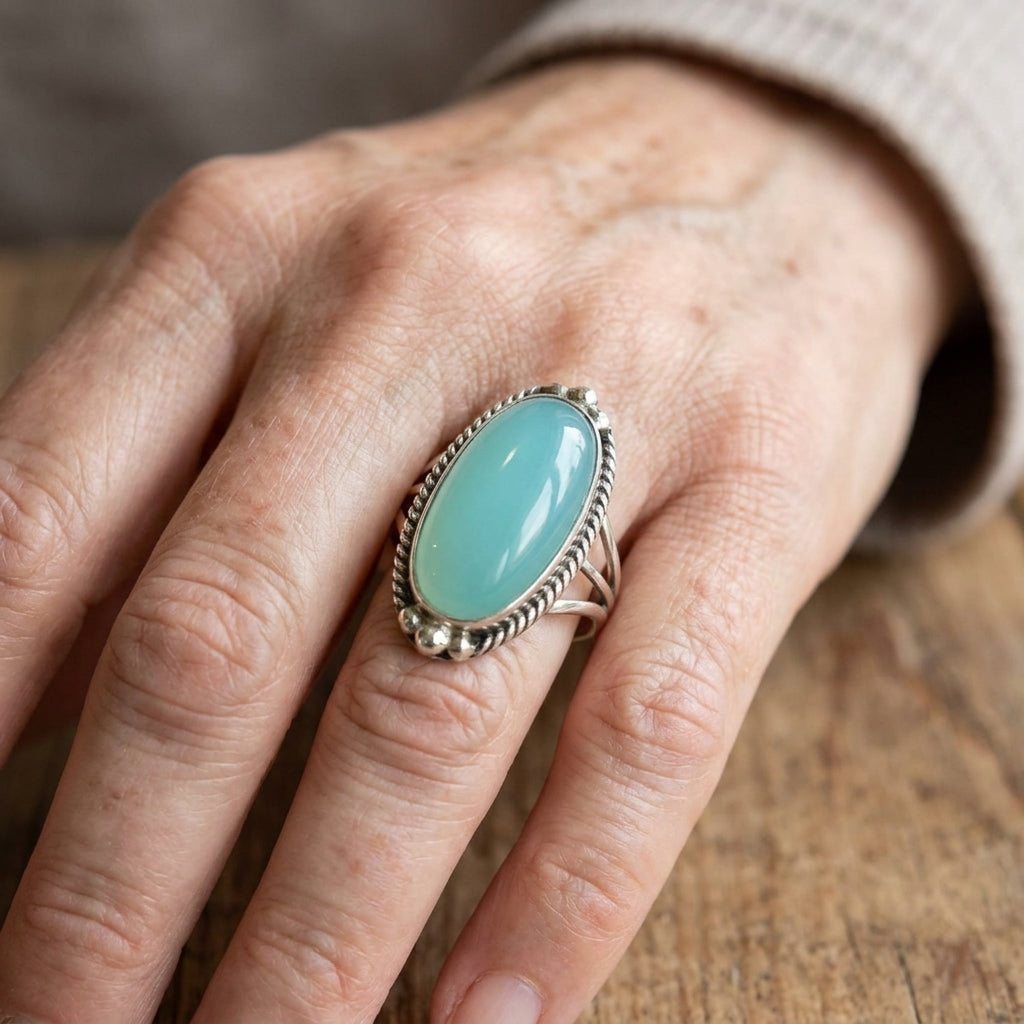 Noemi ring with turquoise and braided band