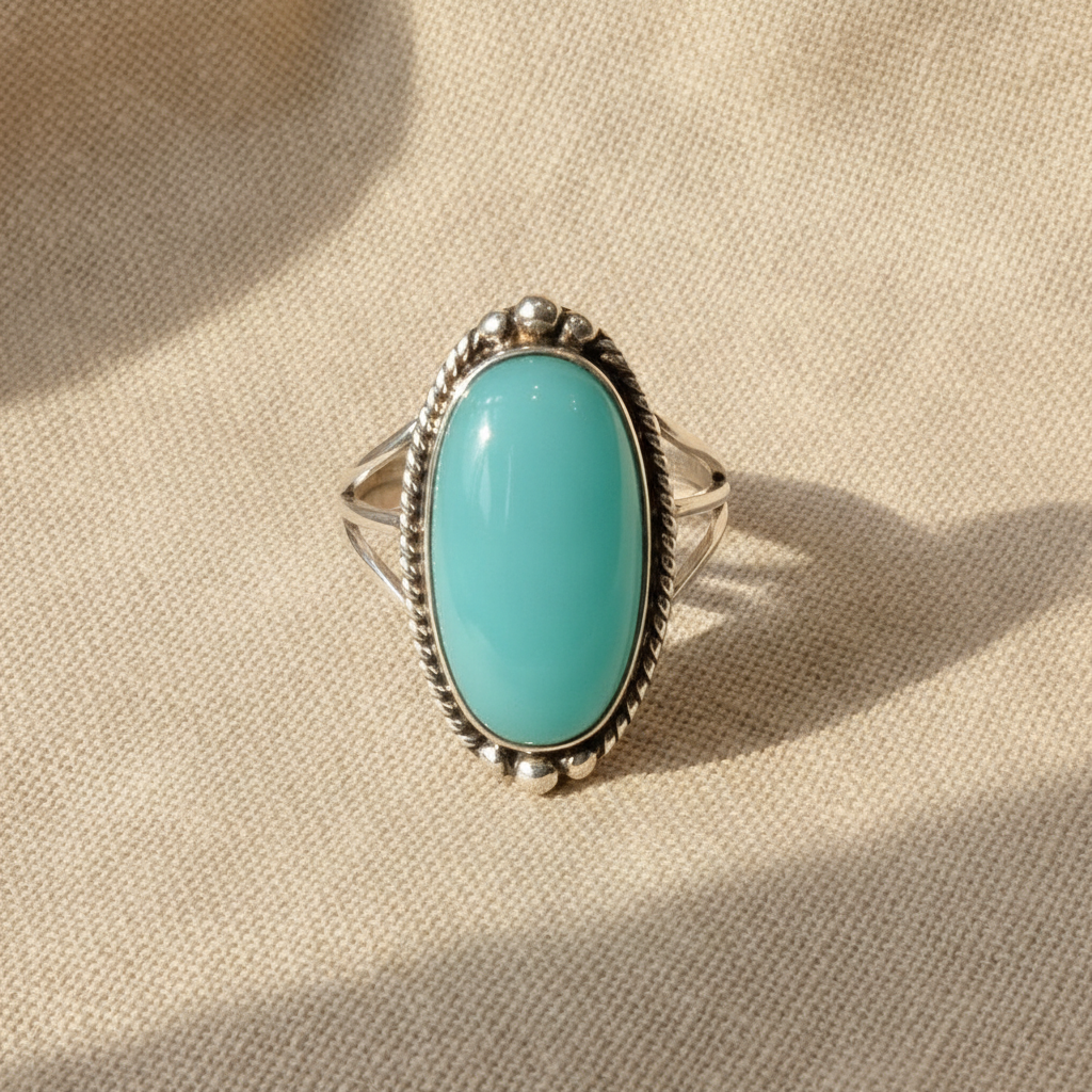 Noemi ring with turquoise and braided band