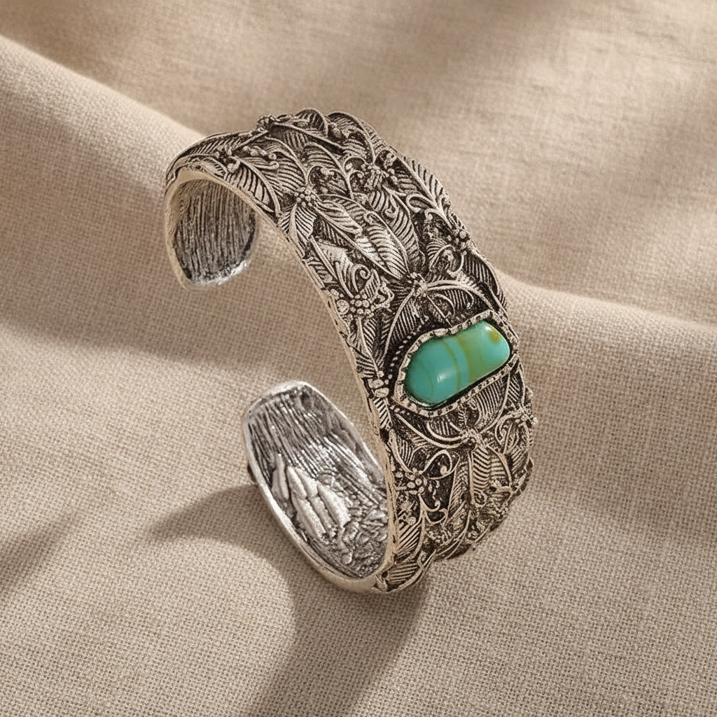 Teodora vintage cuff bracelet with turquoise
