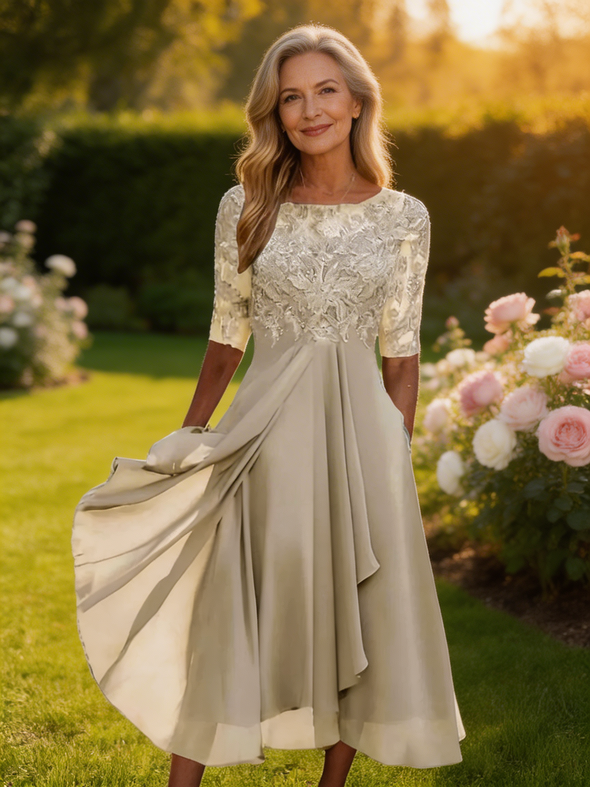 Zaria – The Flattering Lace Midi Dress