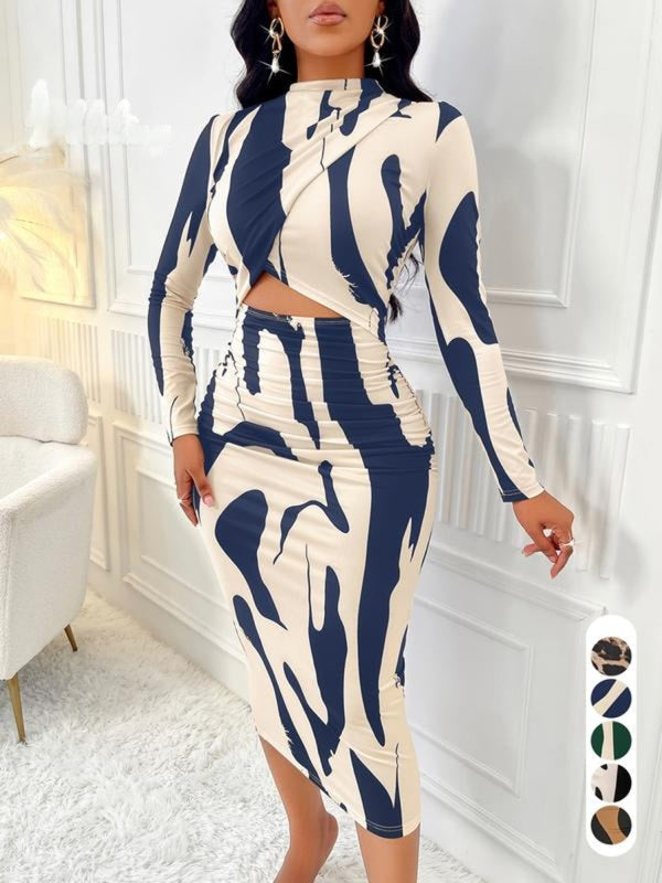 ARAT - Colorblock Print Cut-Out Bodycon Dress